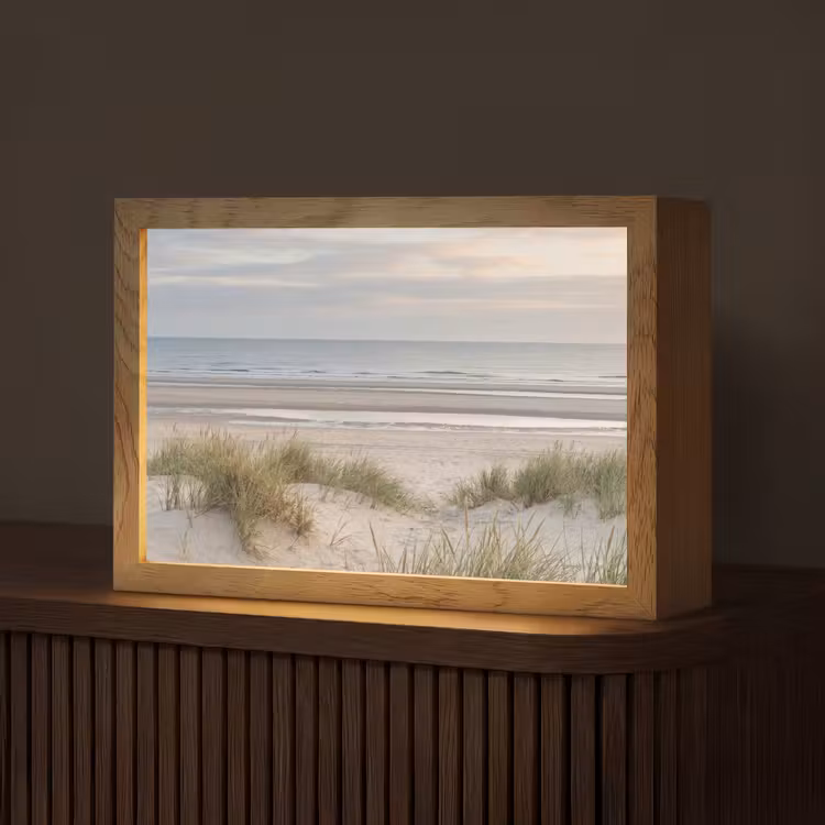Zandstrand - Bewolkt - Duinen Light Box met kabel (Tafellamp) klein -z3d_website