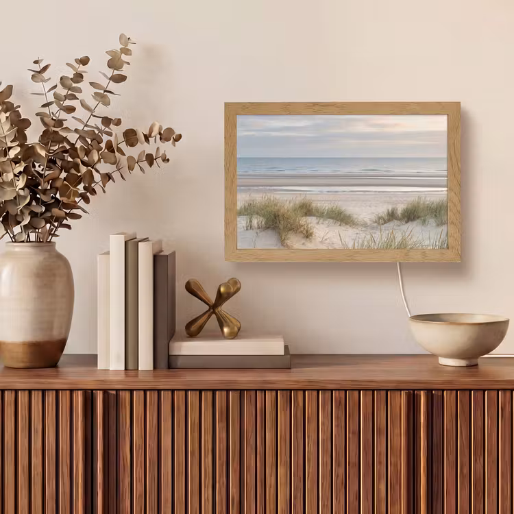 Zandstrand - Bewolkt - Duinen Light Box met kabel (Tafellamp) klein -sfeer2