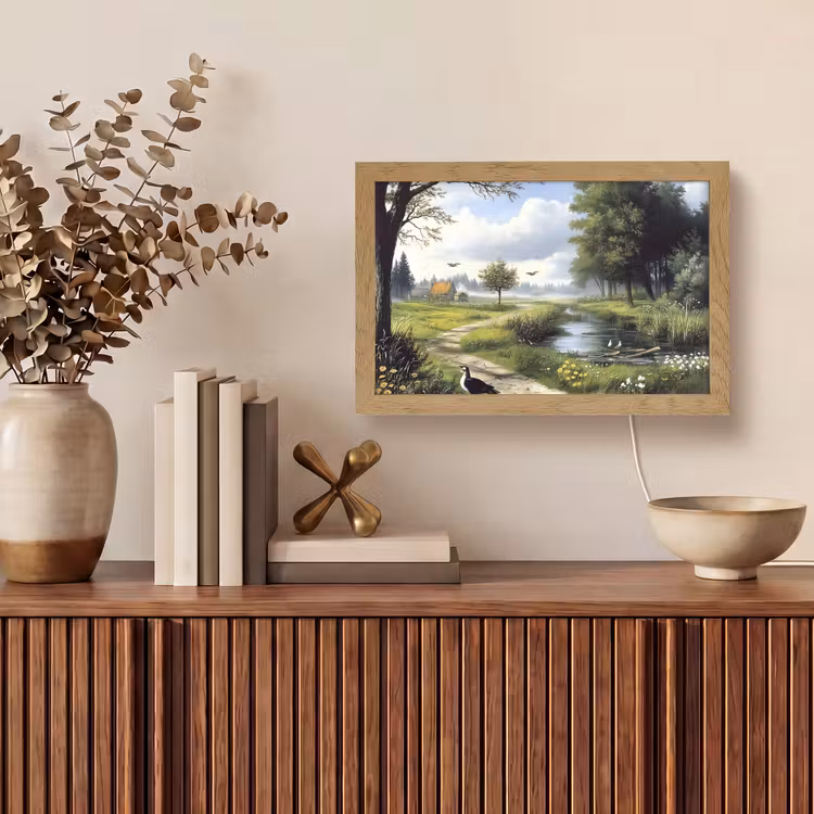 Zandpad - Groen landschap - Water Light Box met kabel (Tafellamp) klein -sfeer2