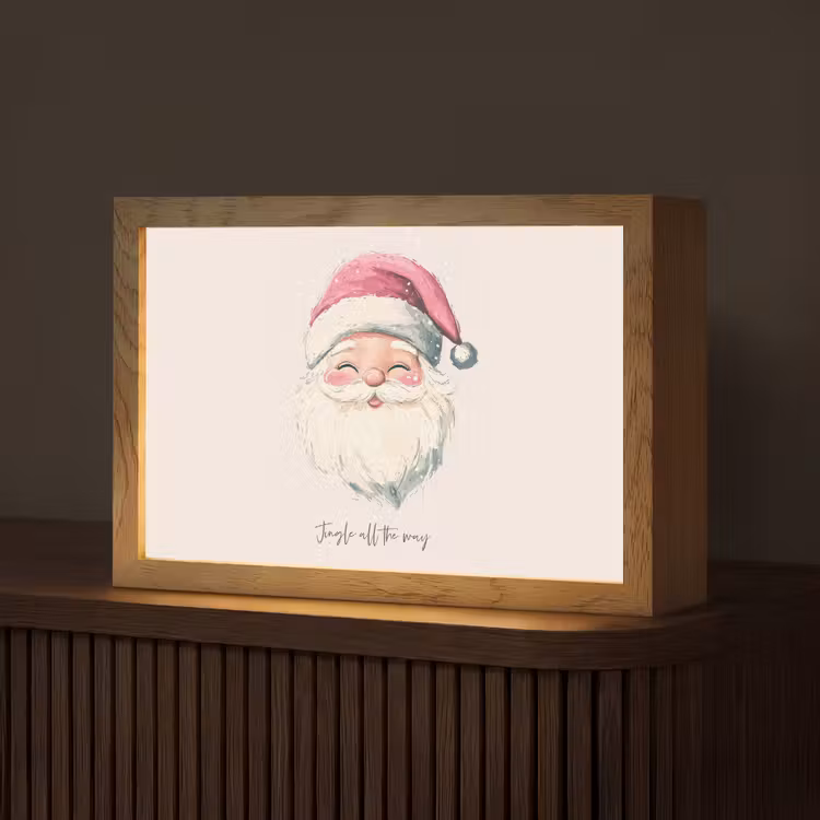 Kerstman - Kerst - Quote - Beige Light Box met kabel (Tafellamp) klein -z3d_website