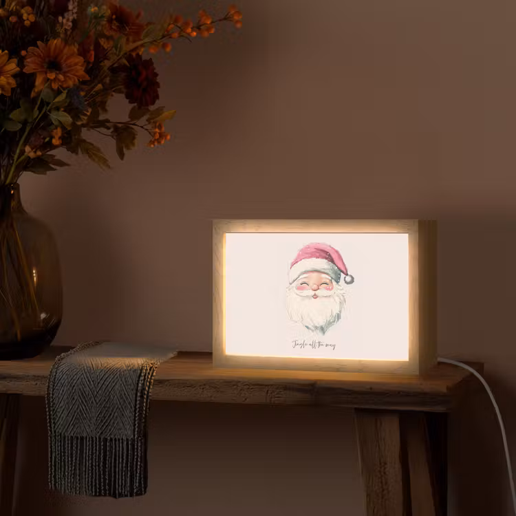 Kerstman - Kerst - Quote - Beige Light Box met kabel (Tafellamp) klein -sfeer4