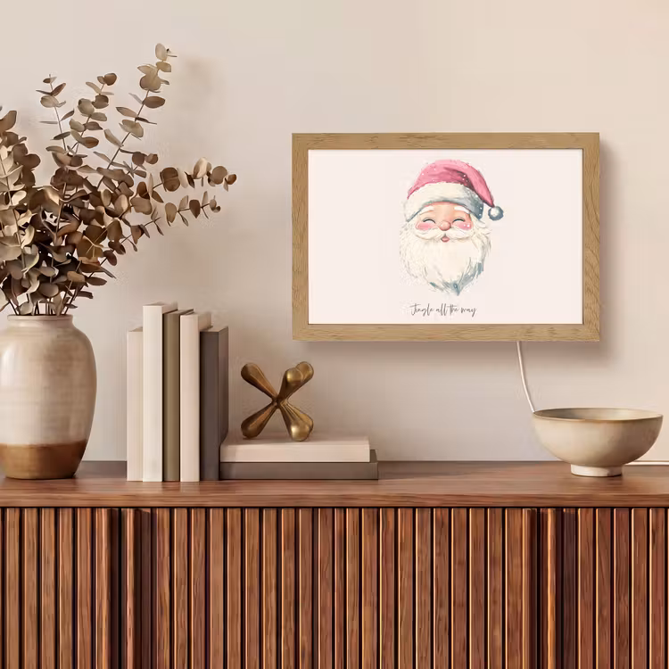 Kerstman - Kerst - Quote - Beige Light Box met kabel (Tafellamp) klein -sfeer2