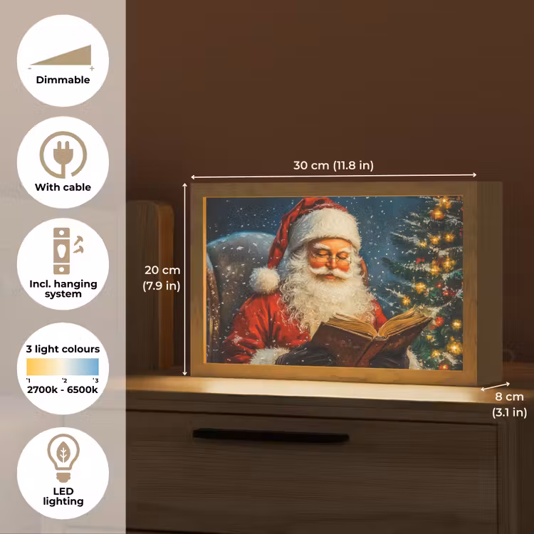 Kerstman - Kerst - Winter - Kerstboom Light Box met kabel (Tafellamp) klein -USP_EN