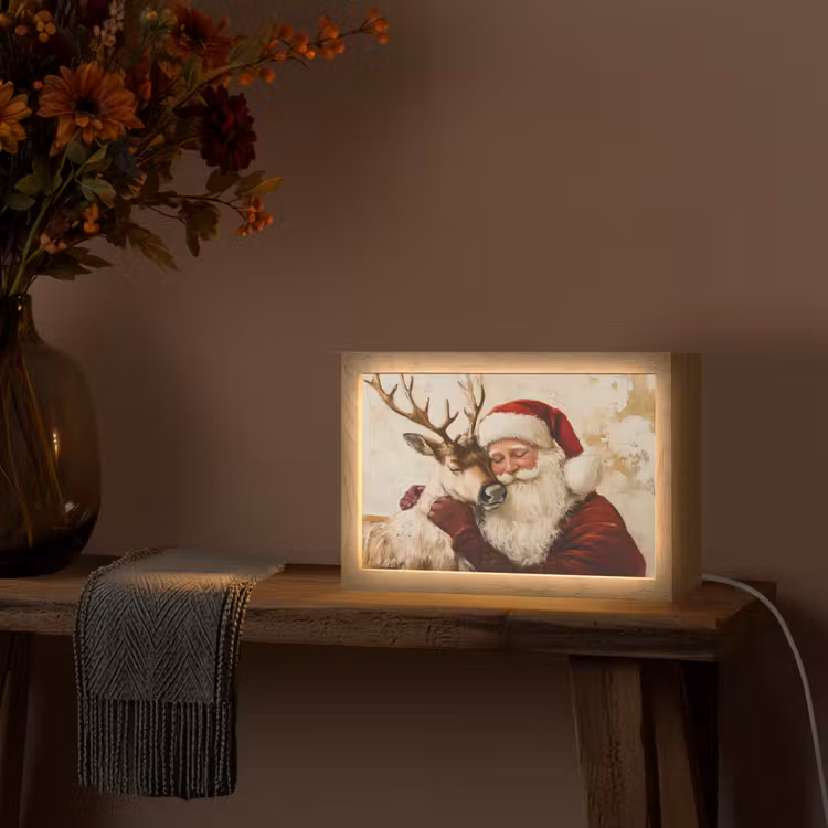 Kerstman - Rendier - Kerst - Christmas Light Box met kabel (Tafellamp) klein -sfeer4