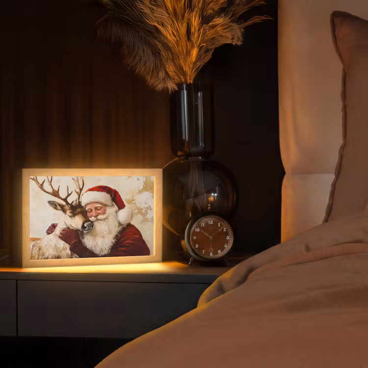 Kerstman - Rendier - Kerst - Christmas Light Box met kabel (Tafellamp) klein -sfeer1