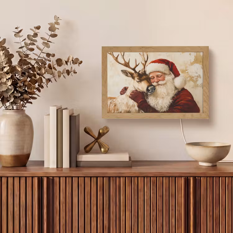 Kerstman - Rendier - Kerst - Christmas Light Box met kabel (Tafellamp) klein -sfeer2
