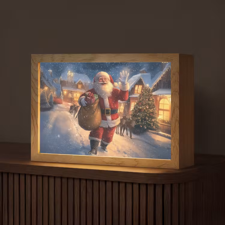 Kerstman - Dorp - Hert - Donker Light Box met kabel (Tafellamp) klein -z3d_website