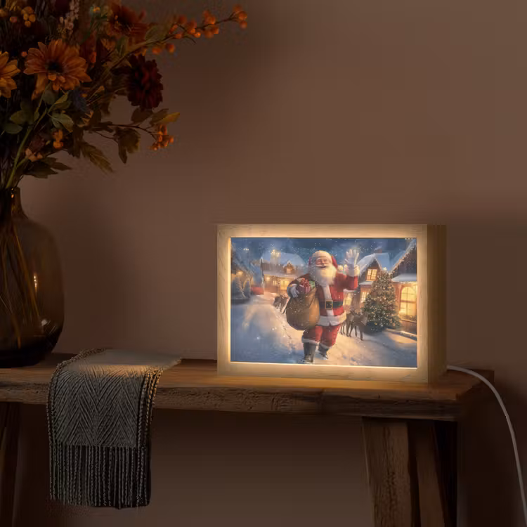 Kerstman - Dorp - Hert - Donker Light Box met kabel (Tafellamp) klein -sfeer4