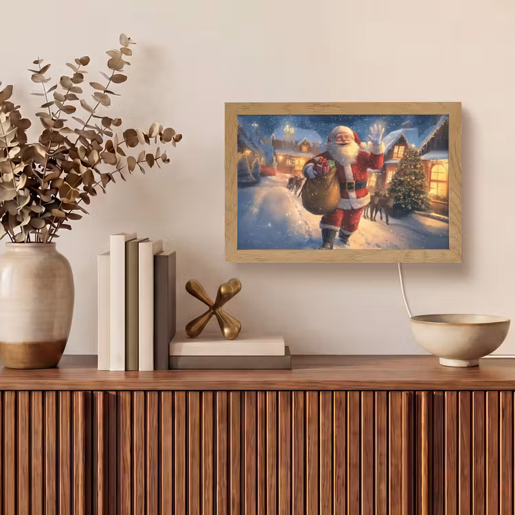 Kerstman - Dorp - Hert - Donker Light Box met kabel (Tafellamp) klein -sfeer2