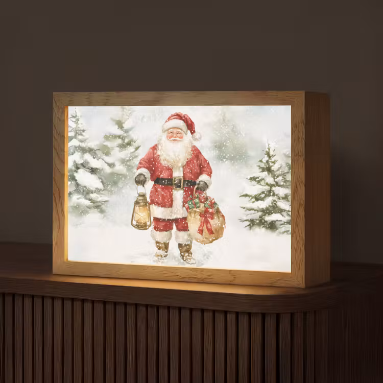 Kerstman- Winter - Sneeuw - Wit - Rood Light Box met kabel (Tafellamp) klein -z3d_website