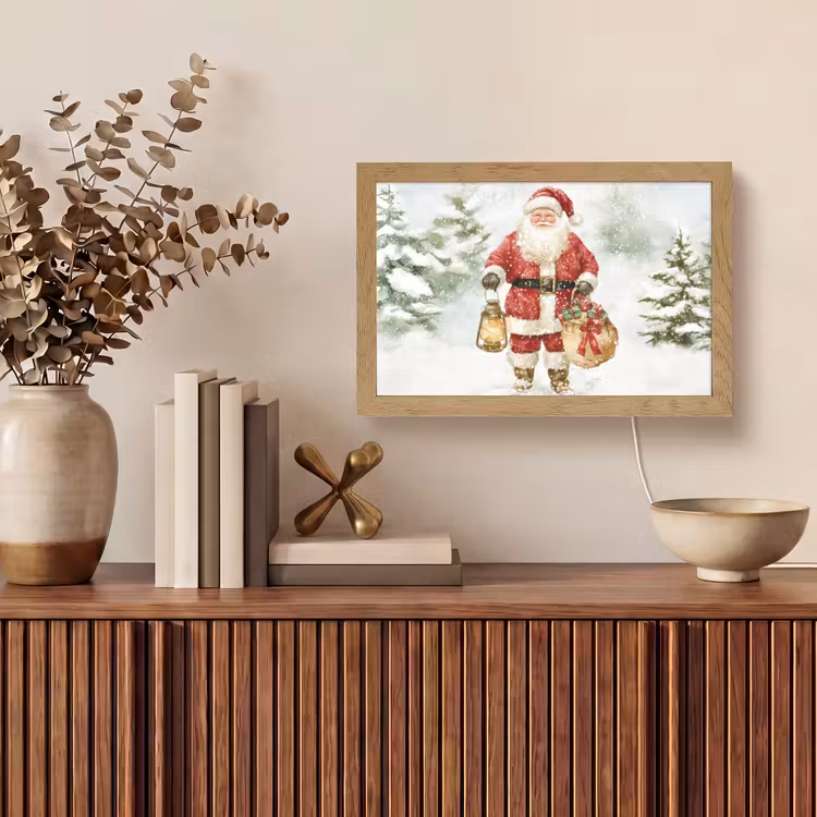 Kerstman- Winter - Sneeuw - Wit - Rood Light Box met kabel (Tafellamp) klein -sfeer2
