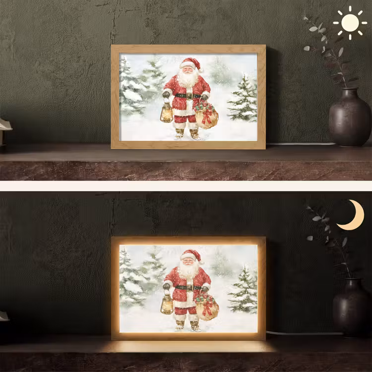 Kerstman- Winter - Sneeuw - Wit - Rood Light Box met kabel (Tafellamp) klein -sfeer3