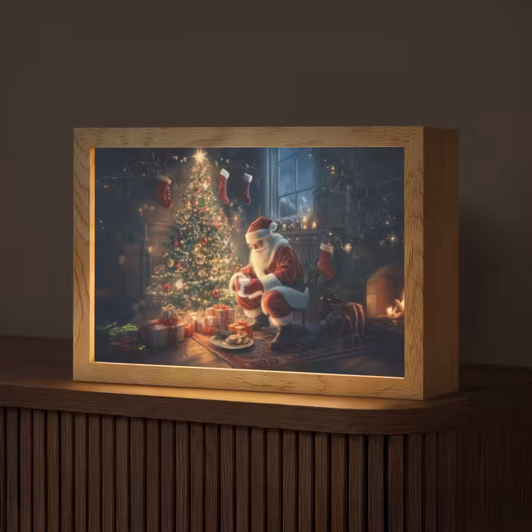 Kerstman - Haard - Donker Light Box met kabel (Tafellamp) klein -z3d_website