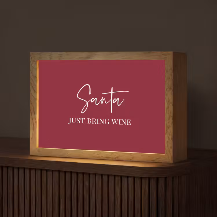 Santa - Wine - Rood - Kerst - Kerstman Light Box met kabel (Tafellamp) klein -z3d_website