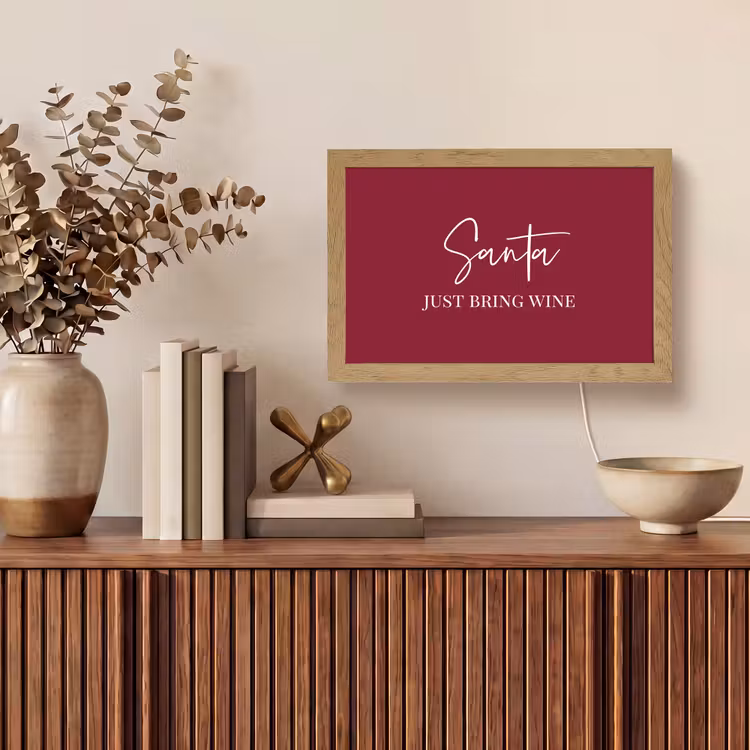 Santa - Wine - Rood - Kerst - Kerstman Light Box met kabel (Tafellamp) klein -sfeer2