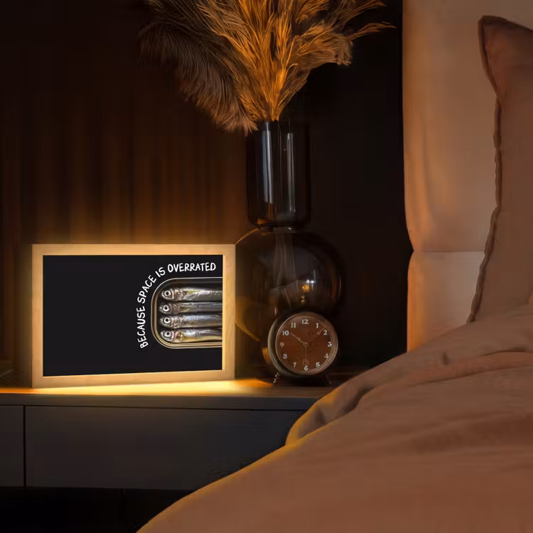 Sardines - Tekst - Vis - Blik Light Box met kabel (Tafellamp) klein -sfeer1