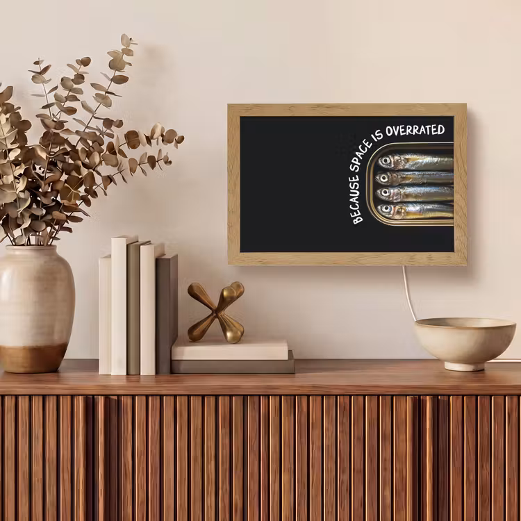 Sardines - Tekst - Vis - Blik Light Box met kabel (Tafellamp) klein -sfeer2
