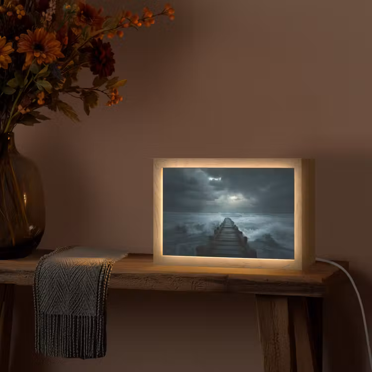 Steiger - Storm - Golven Light Box met kabel (Tafellamp) klein -sfeer4