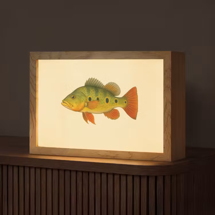 Schubben - Vis - Groen - Illustratie Light Box met kabel (Tafellamp) klein -z3d_website