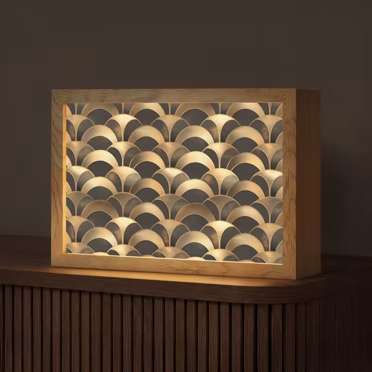 Schubben - Structuur - Goud Light Box met kabel (Tafellamp) klein 924 -z3d_website