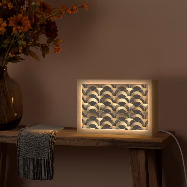 Schubben - Structuur - Goud Light Box met kabel (Tafellamp) klein 924 -sfeer4