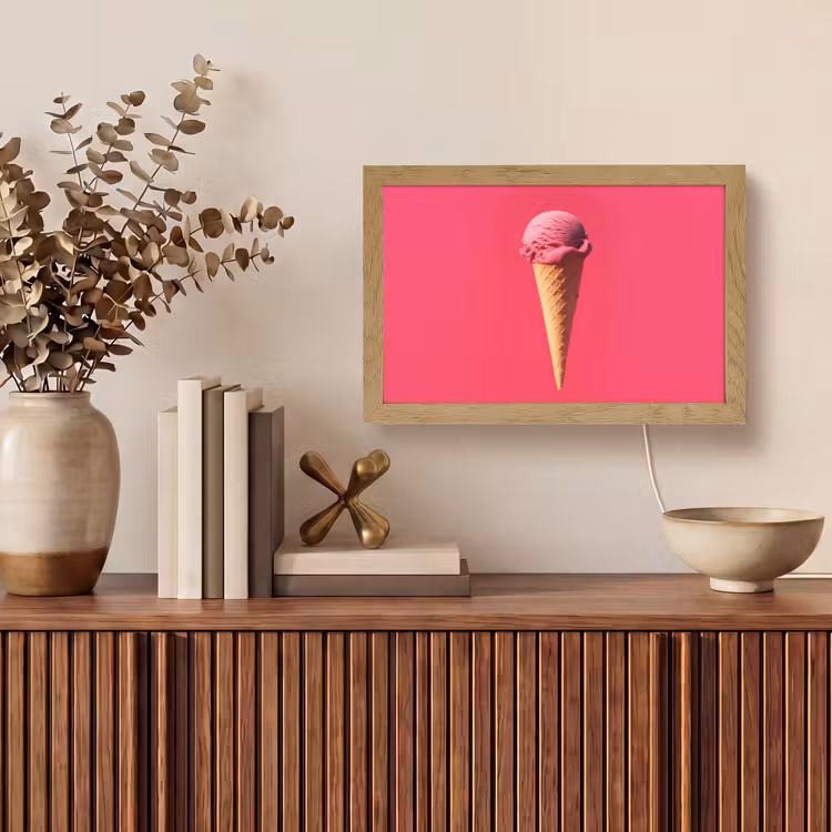 Schepijs - Roze - Hoorntje Light Box met kabel (Tafellamp) klein -sfeer2