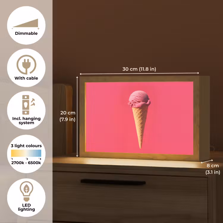 Schepijs - Roze - Hoorntje Light Box met kabel (Tafellamp) klein -USP_EN