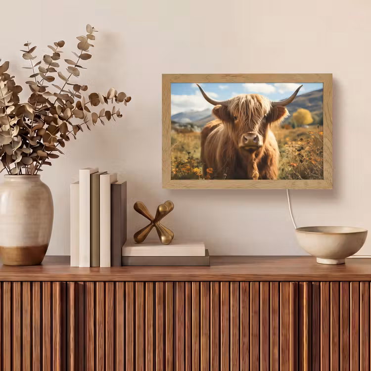 Schotse hooglander - Dieren portret - Natuur - Dier Light Box met kabel (Tafellamp) klein -sfeer2