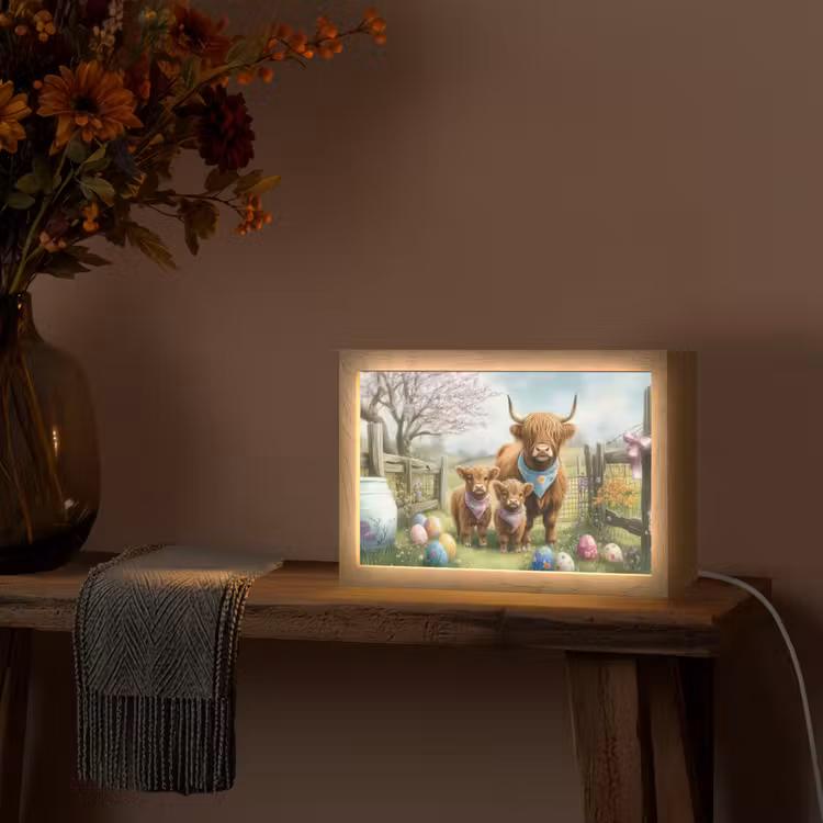 Schotsehooglanders - Paaseieren - Lente Light Box met kabel (Tafellamp) klein -sfeer4