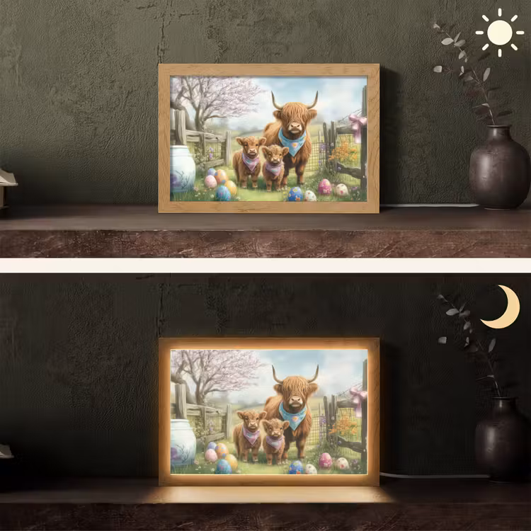 Schotsehooglanders - Paaseieren - Lente Light Box met kabel (Tafellamp) klein -sfeer3