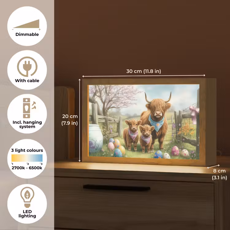 Schotsehooglanders - Paaseieren - Lente Light Box met kabel (Tafellamp) klein -USP_EN