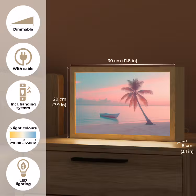 Zee - Boot - Zonsondergang Light Box met kabel (Tafellamp) klein -USP_EN