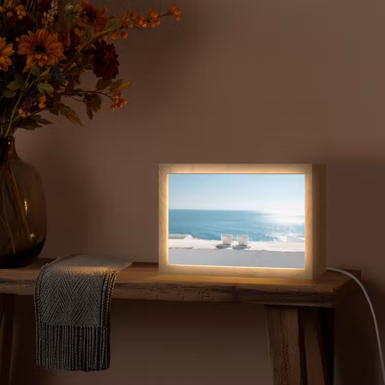 Zee - Koffiekopjes - Zomers Light Box met kabel (Tafellamp) klein -sfeer4