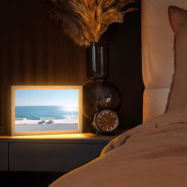 Zee - Koffiekopjes - Zomers Light Box met kabel (Tafellamp) klein -sfeer1