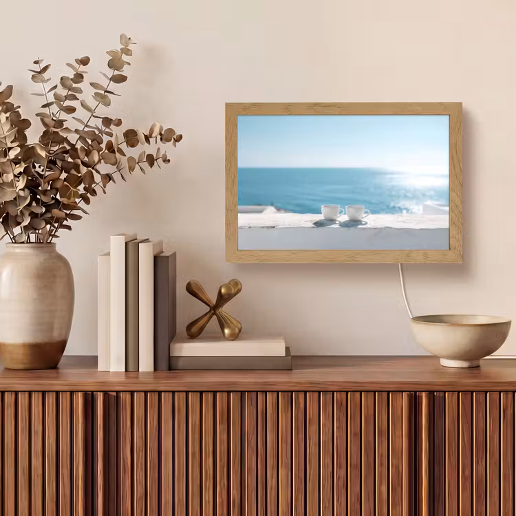 Zee - Koffiekopjes - Zomers Light Box met kabel (Tafellamp) klein -sfeer2
