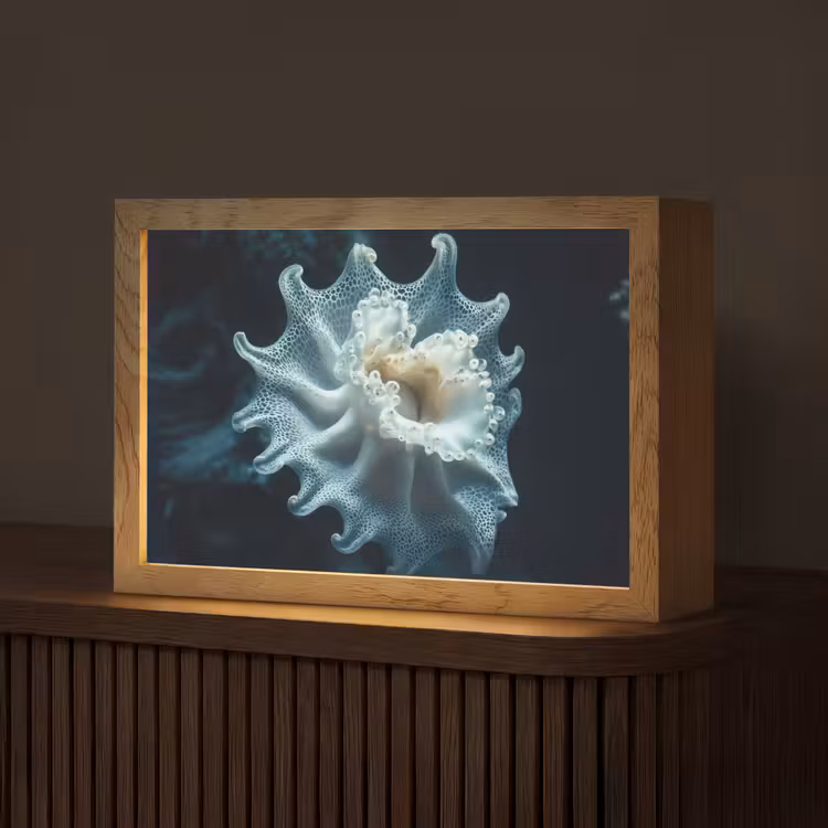 Zeewezen - Wit - Golven - Water Light Box met kabel (Tafellamp) klein -z3d_website