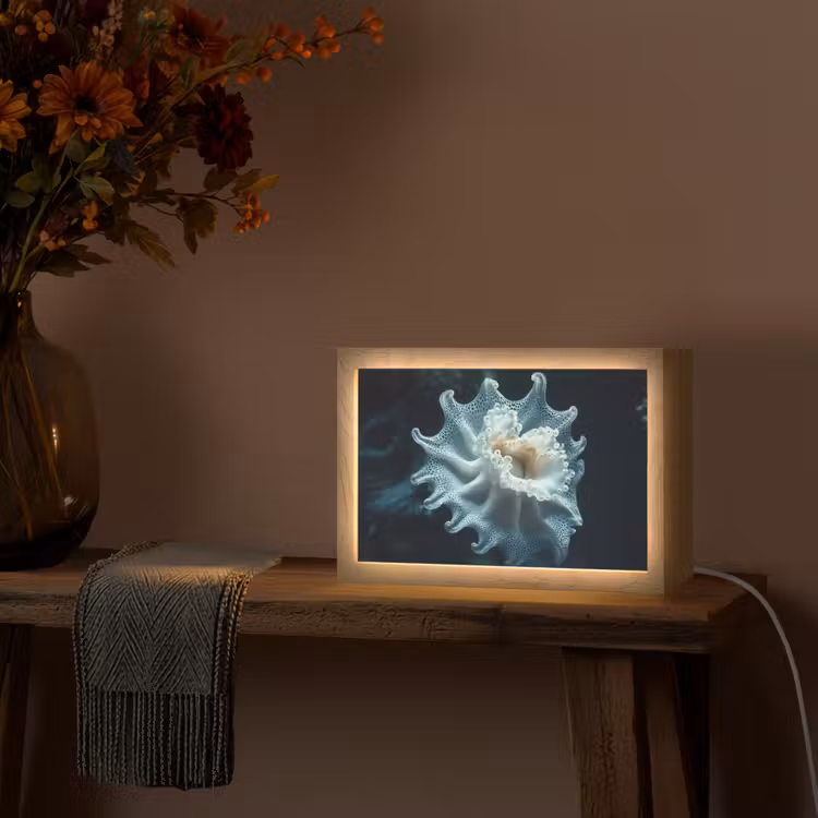 Zeewezen - Wit - Golven - Water Light Box met kabel (Tafellamp) klein -sfeer4
