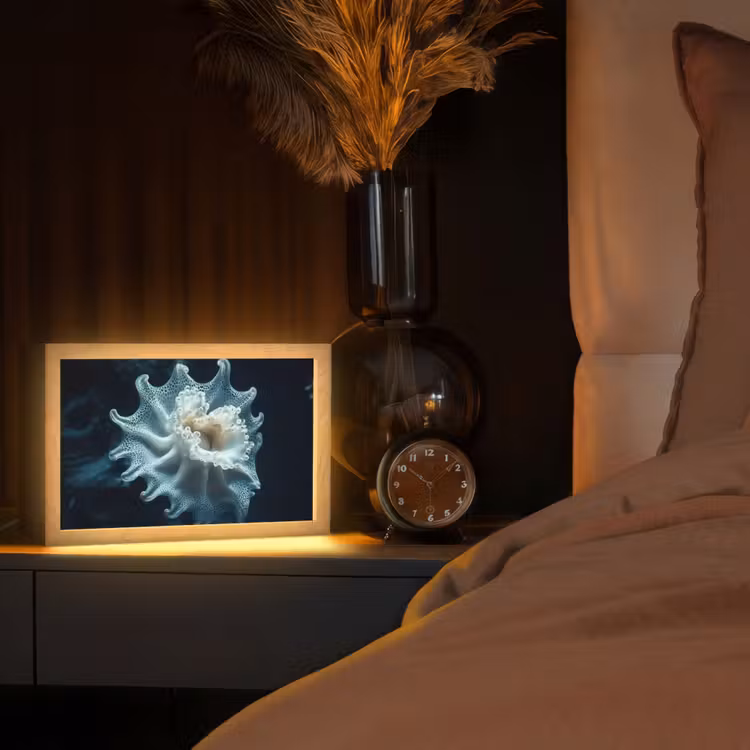 Zeewezen - Wit - Golven - Water Light Box met kabel (Tafellamp) klein -sfeer1