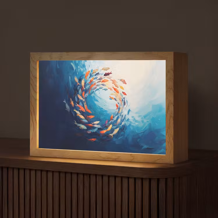 Zee - Vissen - Kleurrijk - Dynamisch Light Box met kabel (Tafellamp) klein -z3d_website