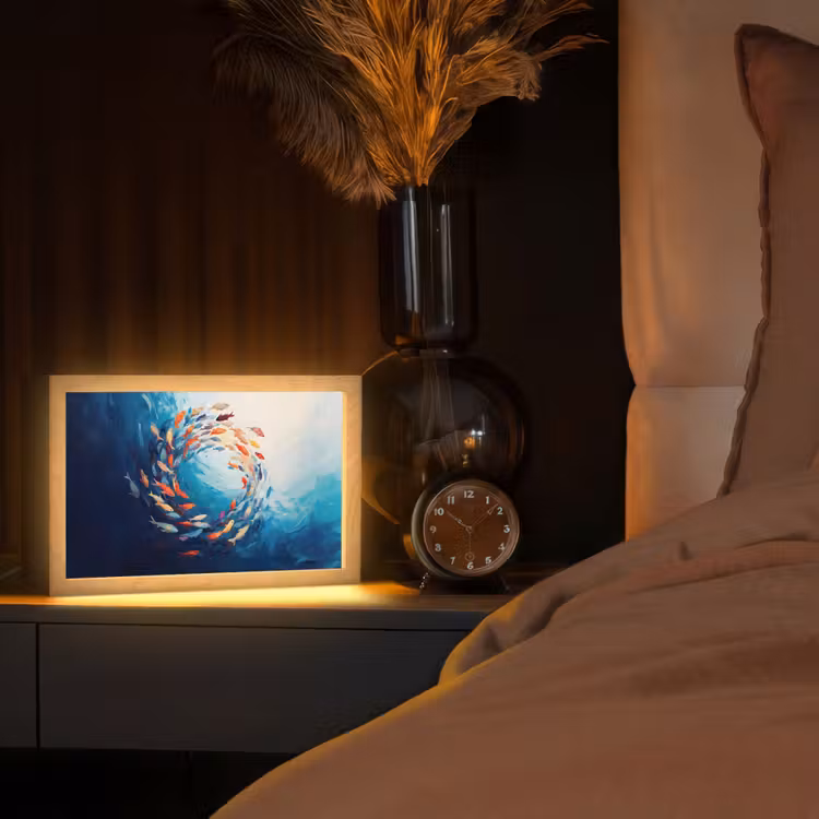 Zee - Vissen - Kleurrijk - Dynamisch Light Box met kabel (Tafellamp) klein -sfeer1
