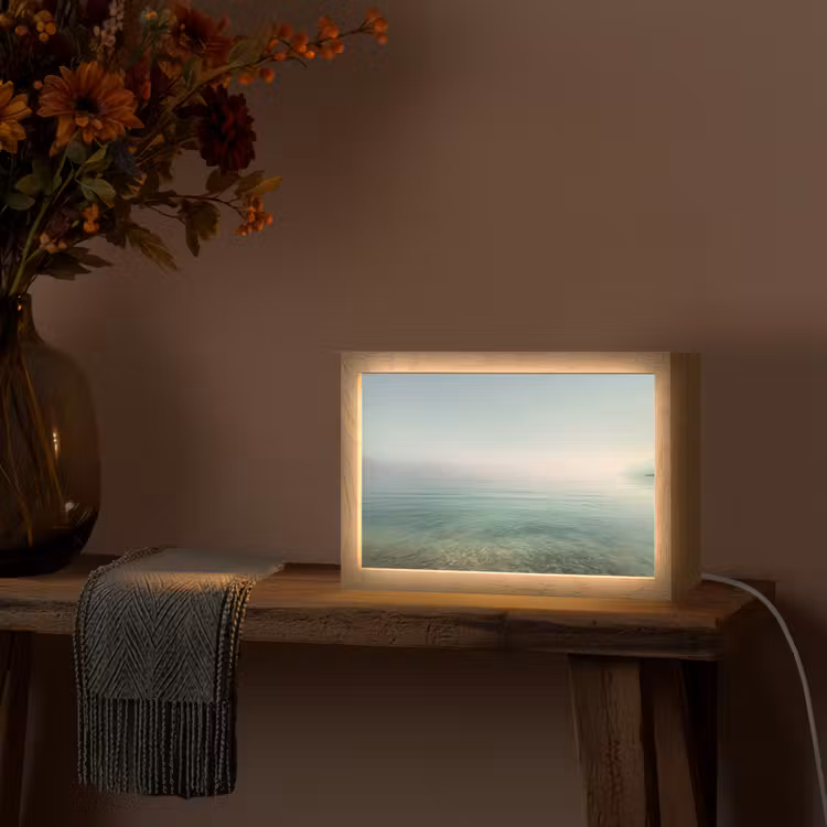 Zee - Horizon - Blauw - Mist Light Box met kabel (Tafellamp) klein -sfeer4