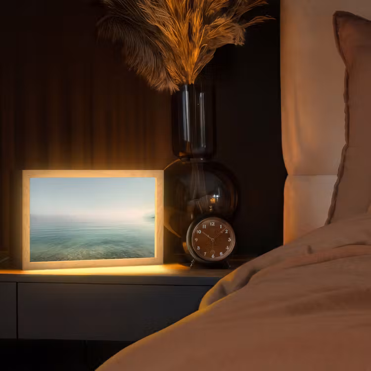 Zee - Horizon - Blauw - Mist Light Box met kabel (Tafellamp) klein -sfeer1