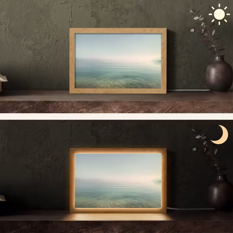Zee - Horizon - Blauw - Mist Light Box met kabel (Tafellamp) klein -sfeer3