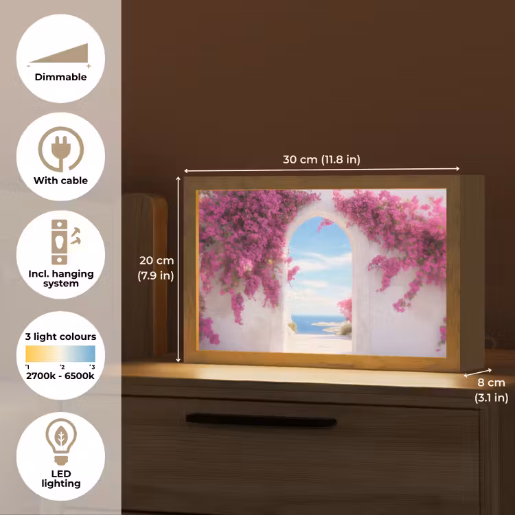 Zee - Roze - Bloemen - Poort Light Box met kabel (Tafellamp) klein -USP_EN