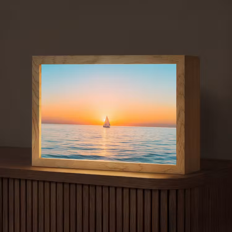 Zee - Zeilboot - Zonsondergang Light Box met kabel (Tafellamp) klein -z3d_website
