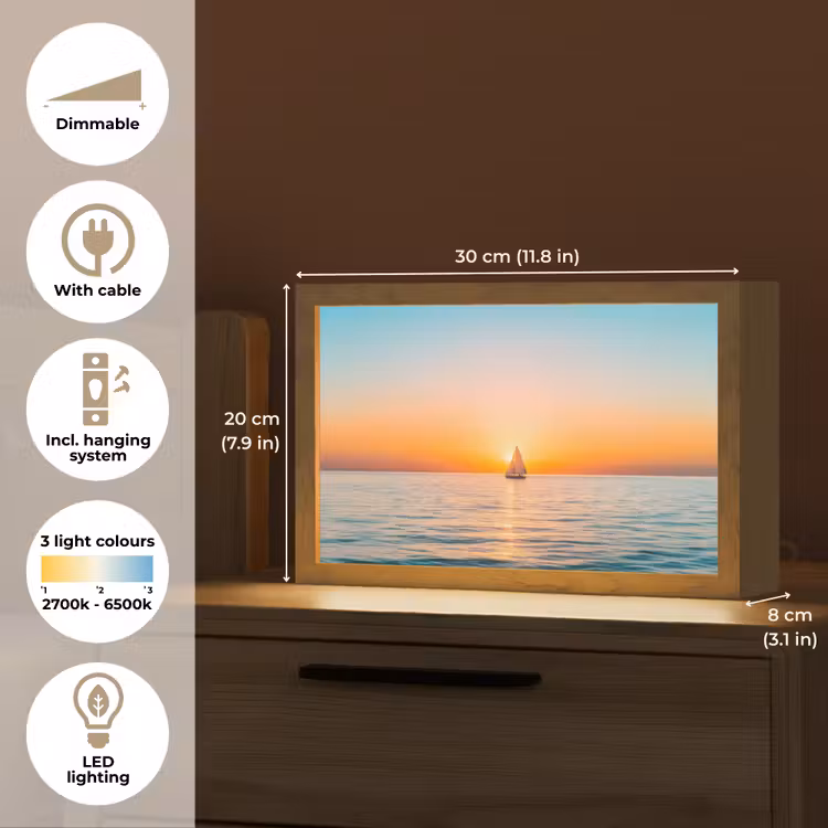 Zee - Zeilboot - Zonsondergang Light Box met kabel (Tafellamp) klein -USP_EN