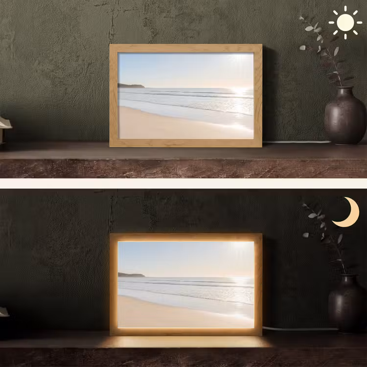 Zee - Zon - Zand Light Box met kabel (Tafellamp) klein -sfeer3