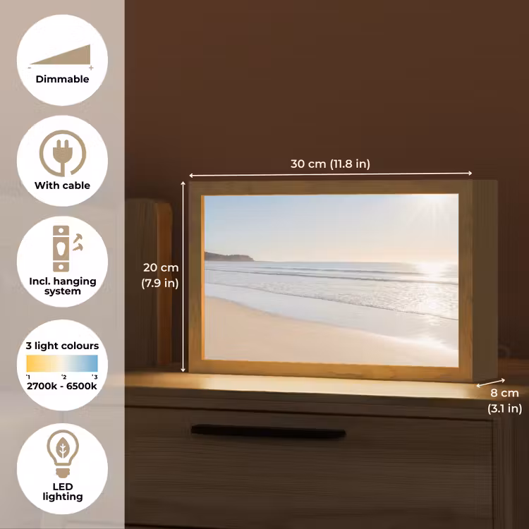 Zee - Zon - Zand Light Box met kabel (Tafellamp) klein -USP_EN
