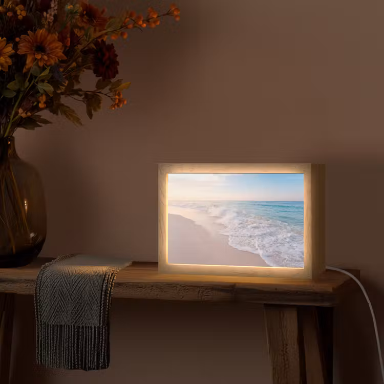 Zee - Golven - Strand - Natuur - Wit Light Box met kabel (Tafellamp) klein -sfeer4