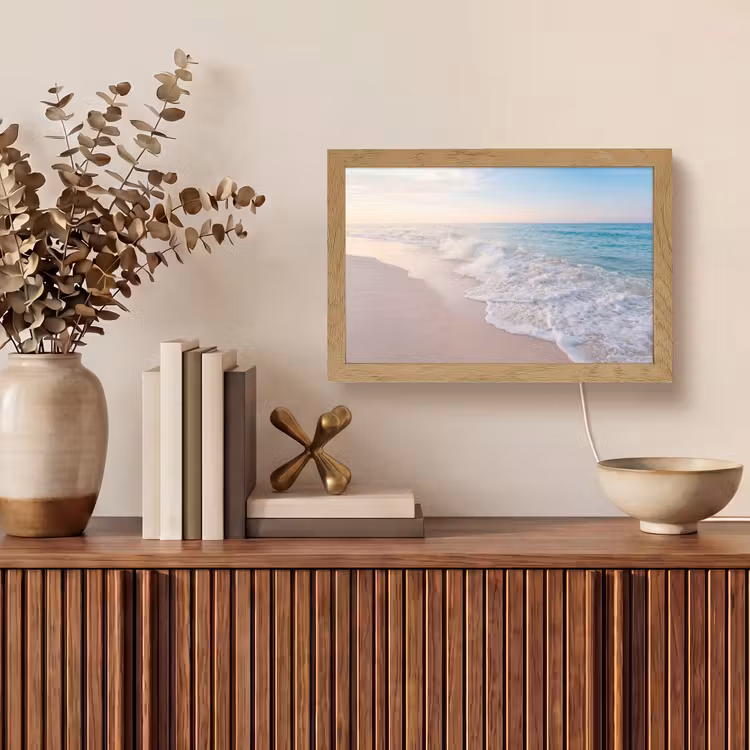 Zee - Golven - Strand - Natuur - Wit Light Box met kabel (Tafellamp) klein -sfeer2